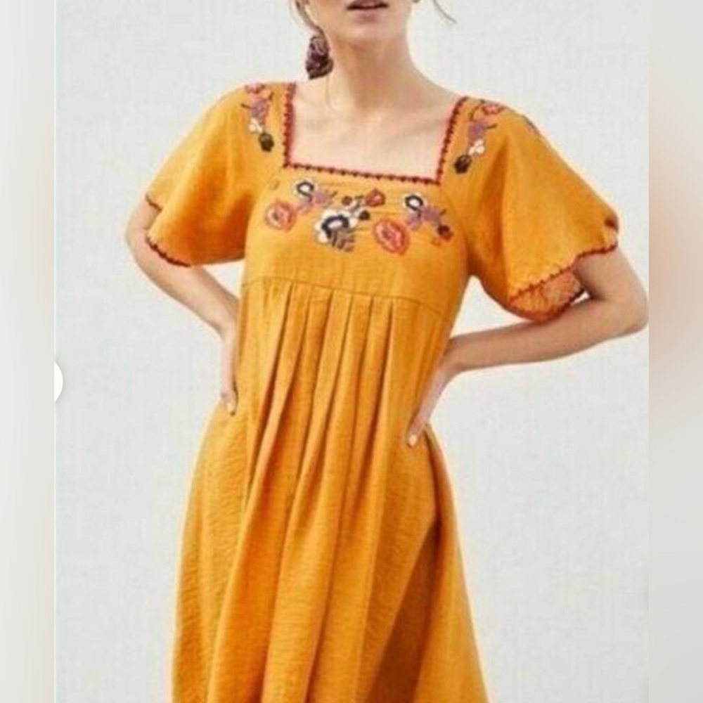 madewell embroidered babydoll mini dress